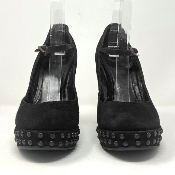 Fendi Black Suede Studded Mary Jane Platform Pumps - Picture 4 of 8